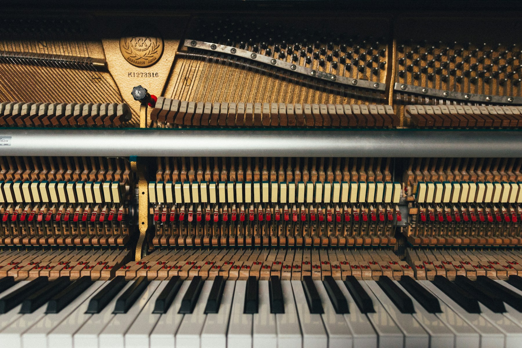 Teclado y mecanismo interior de un piano